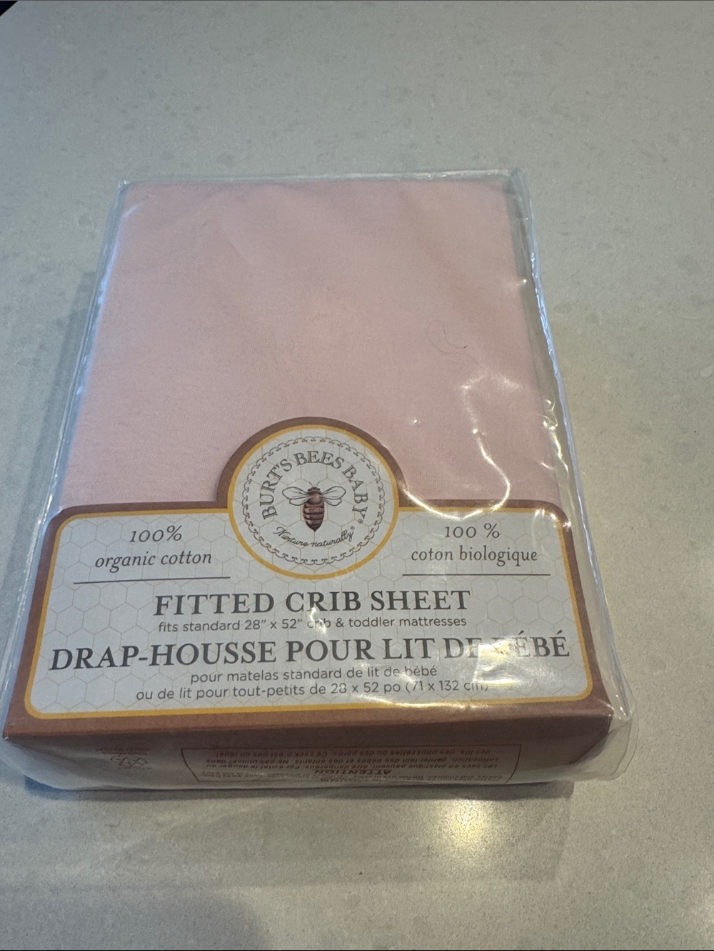 Burt's Bees Baby Light Pink Organic Cotton Fitted Crib Sheet